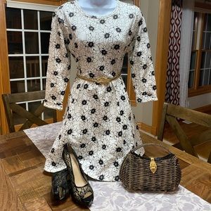 K. By Kersh Black and white flared floral dress